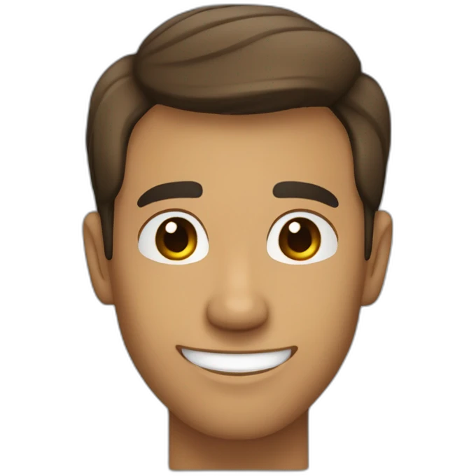smiling guy in blue shirt color canela sin barba cabello negro con chompa negra emoji