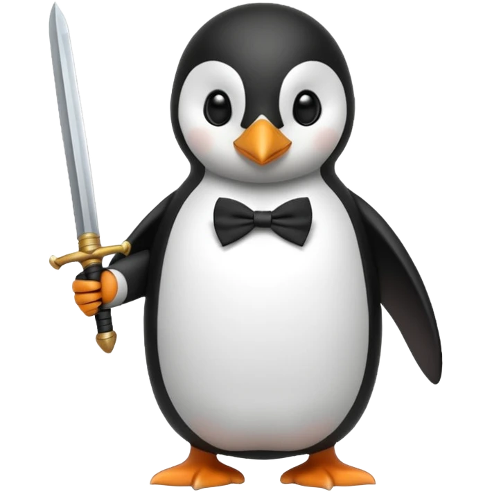 Penguin holding a sword emoji
