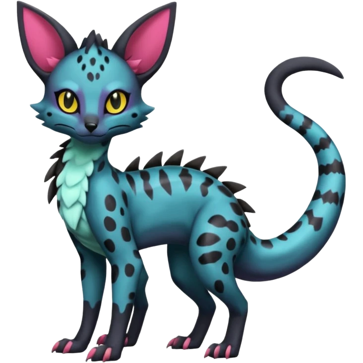Shiny Salandit-Umbreon-Genet-Noivern-Noibat-Serval-Hybrid (Full body) emoji