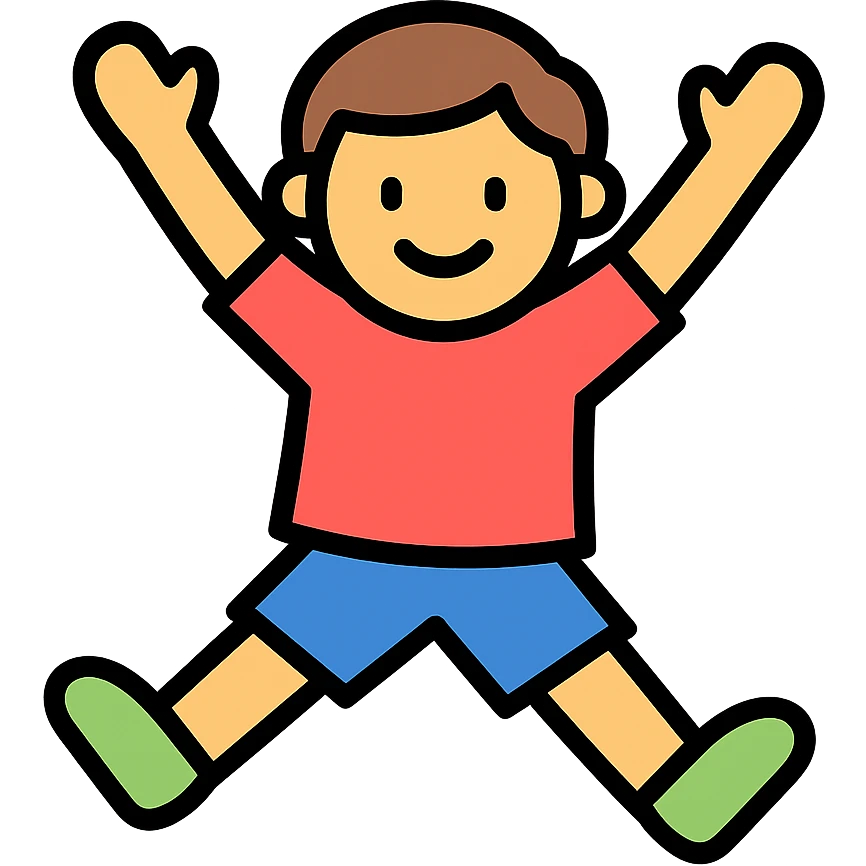 kids jumping icon with lineal color and black outlines emoji