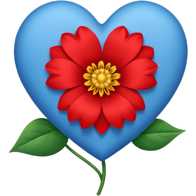blue heart with one flower emoji