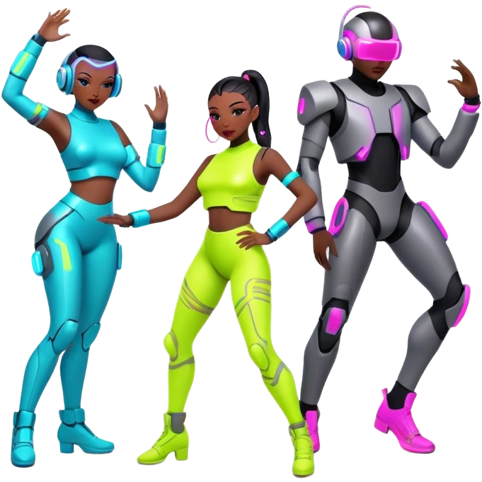 Neon cyberpunk style dance emoji
