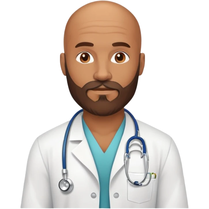 Muscular bald brown beard hippie doctor  emoji