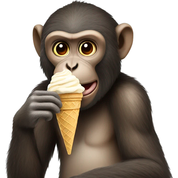 Monkey eating an ice cream emoji