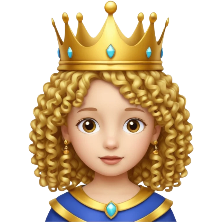 Royal Kid girl with fancy crown head 3d with emoji