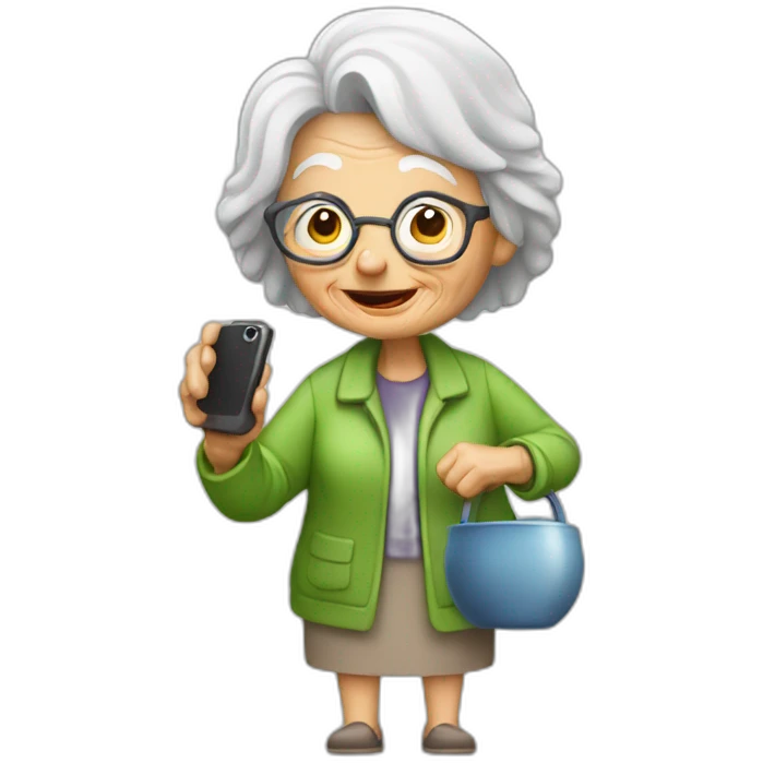 Old woman who take picture of dog poop emoji