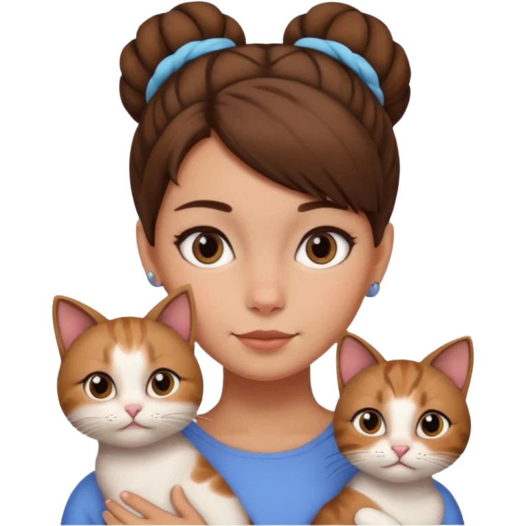 بنت مع قط البنت شعره بوني emoji