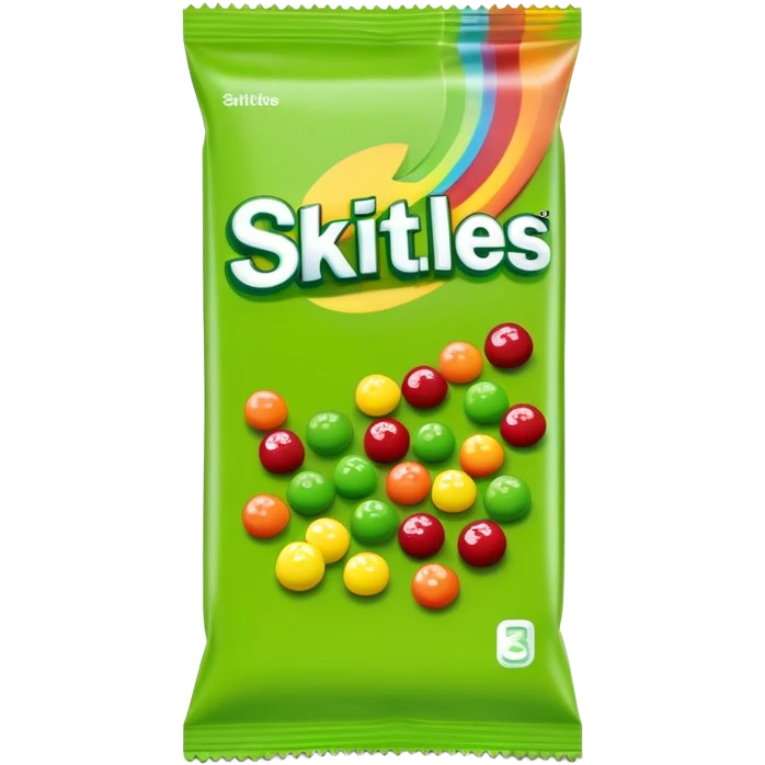 Extremely simple Skittles package design with only green candies, minimalist style emoji