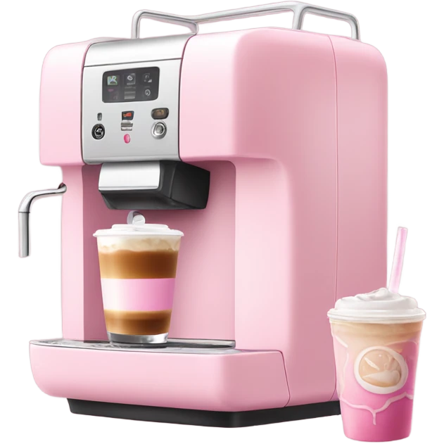 Light pink coffee machine and pink iced latte emoji