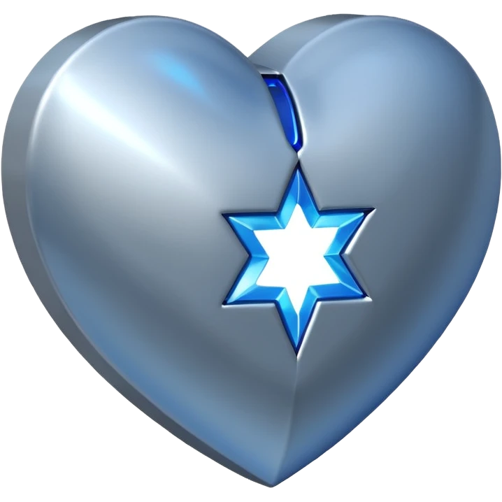 A geometric 3D heart with a blue star inside emoji