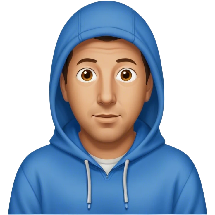 Adam Sandler wearing a blue hoodie emoji