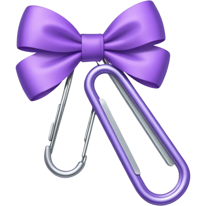 one silver paper clip with a purple bow in the middle emoji