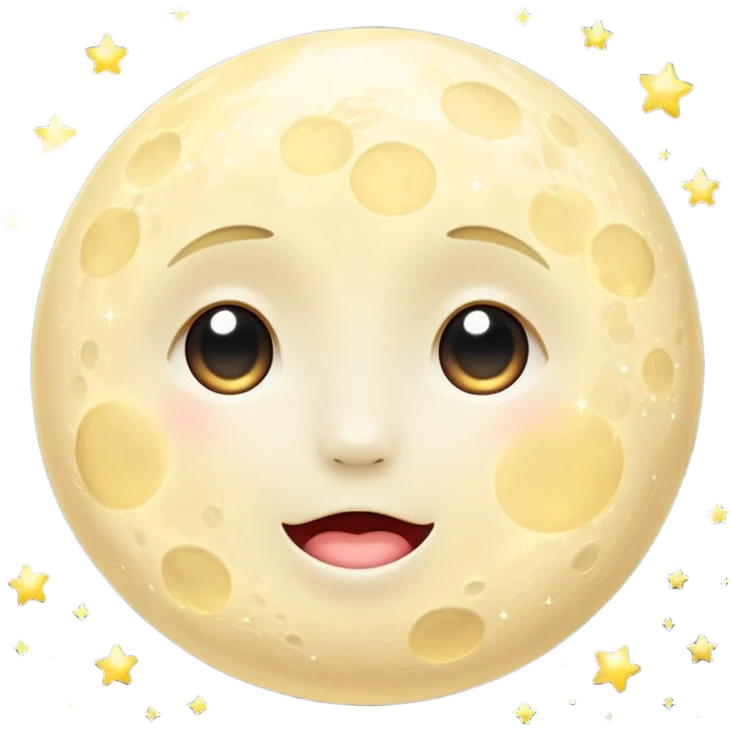 Soft moon with emotional sparkle emoji
