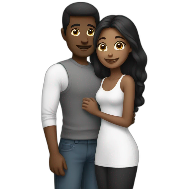 Black and white couple emoji
