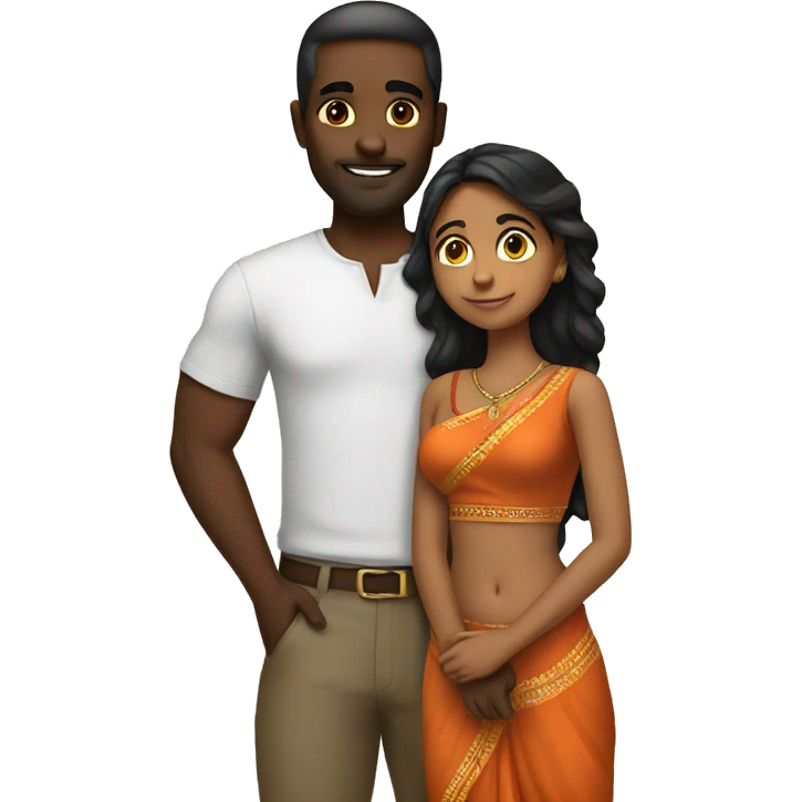 indian girl with a black man love emoji
