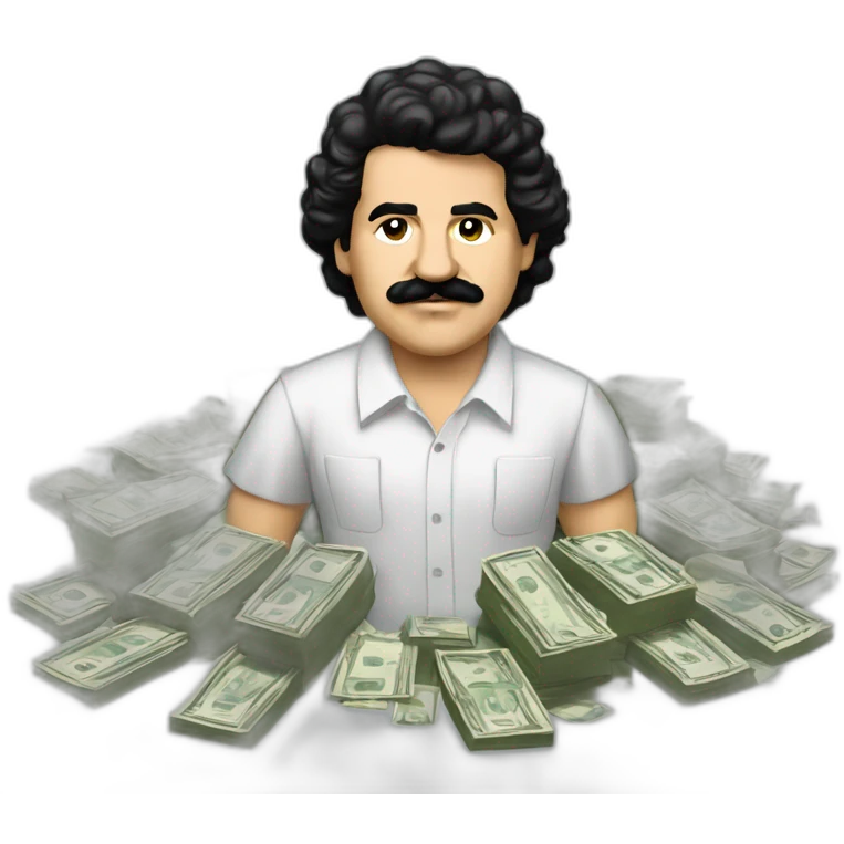 Pablo escobar with money and Columbia flag emoji