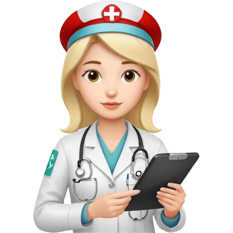 woman medic signing application for job emoji