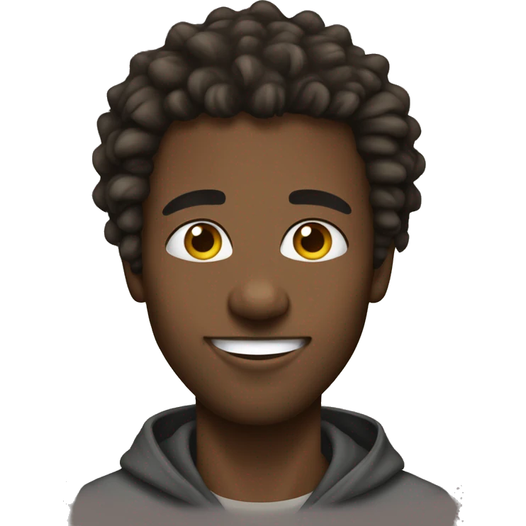 dread hair african male youth, with some lil beard, and a nice smile. A hoodie emoji