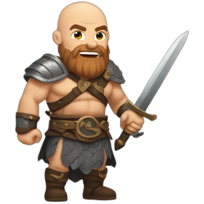 bald bearded barbarian with sword emoji