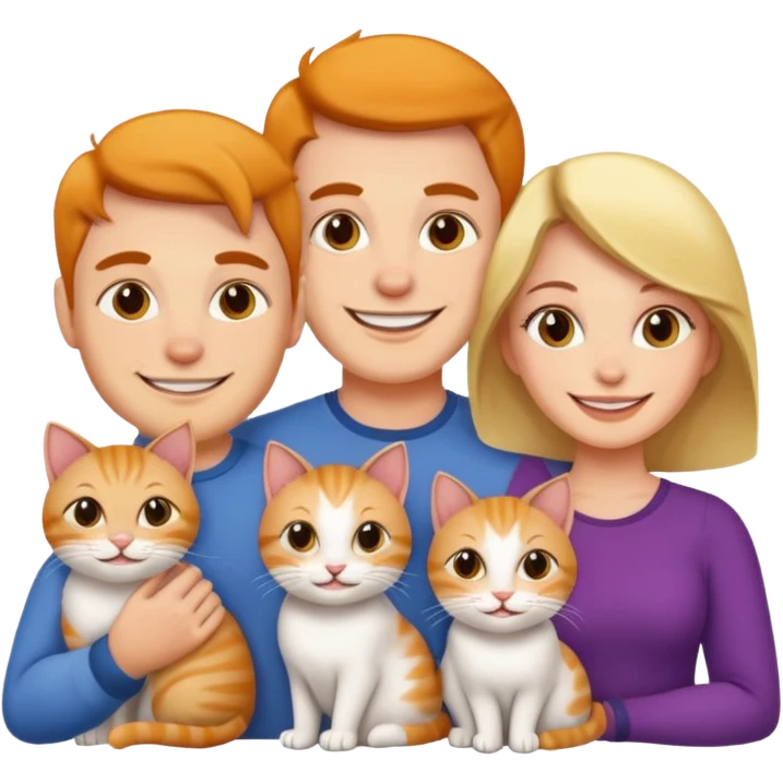 man, woman, and three cats emoji