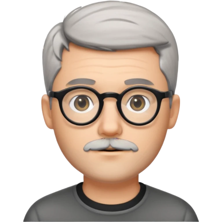 homme jeune blanc cheveux gris court lunettes rondes noir et petite barbe  emoji