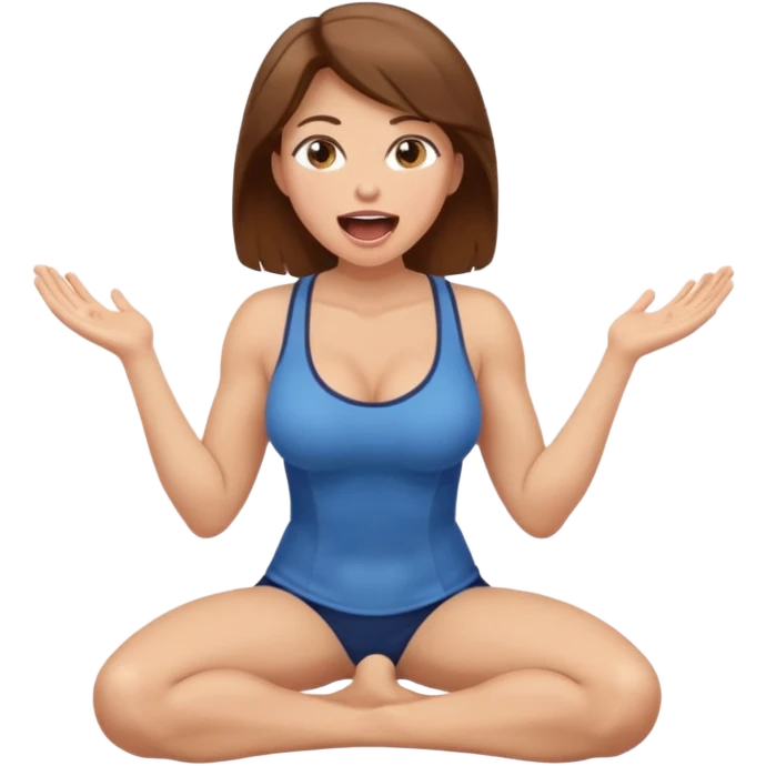 Caucasian Woman brown hair. Mouth open. Not smiling. Very Large chest.. no shirt. Kneeling emoji