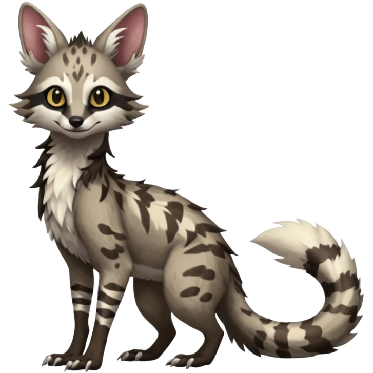 Feral Rare Fantasy   Vernid-Sergal-Genet-Trico-species by LiLaiRa, random markings, tufted tail, tufted ears, full body emoji