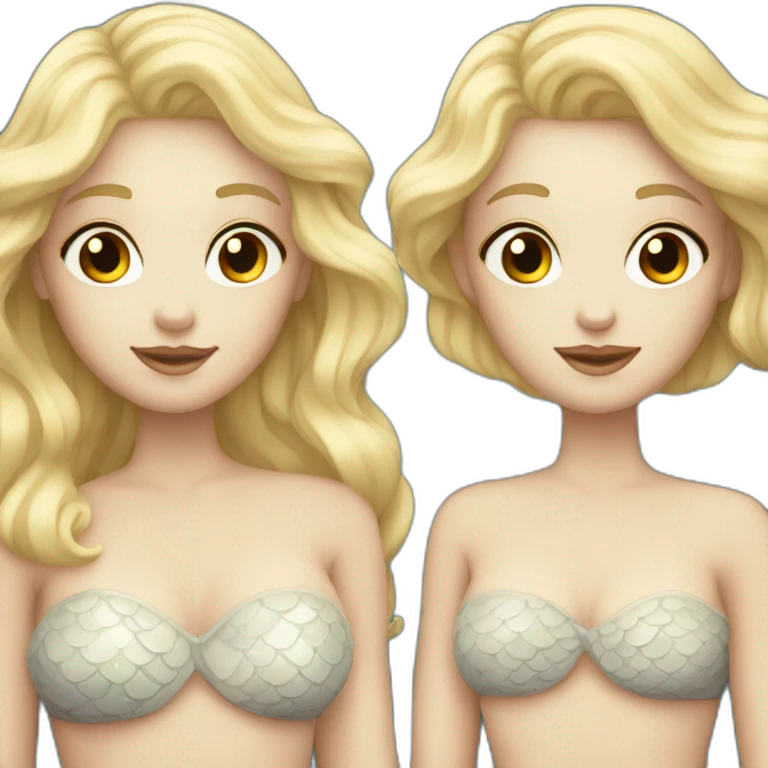 White skin Mermaids with blonde hair  emoji