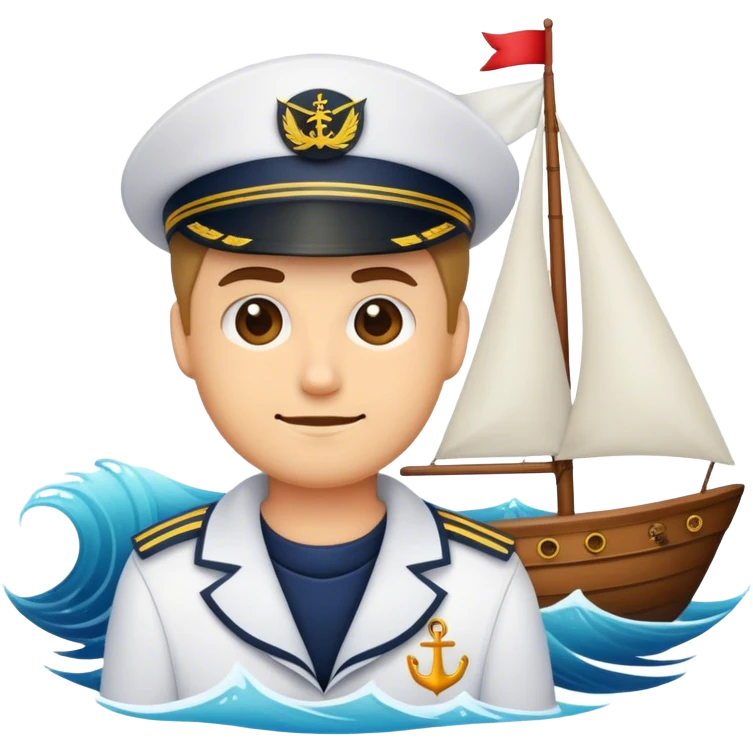 an emoji of a ship and sea and a sailor emoji