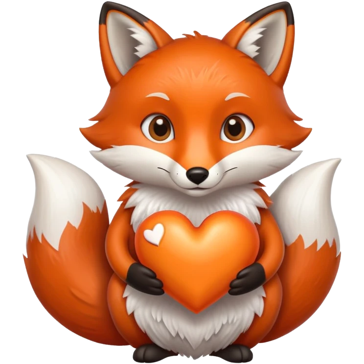 Fox holding two hearts emoji