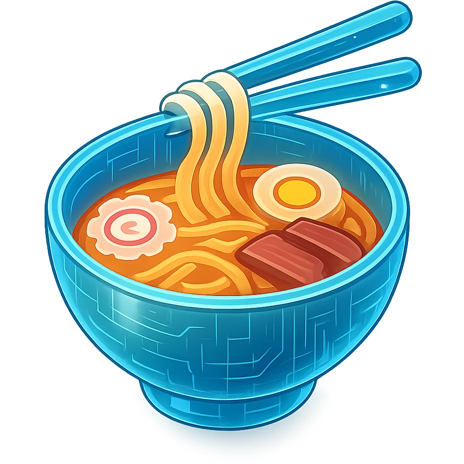 3D icon of a bowl of ramen, detailed and inviting emoji
