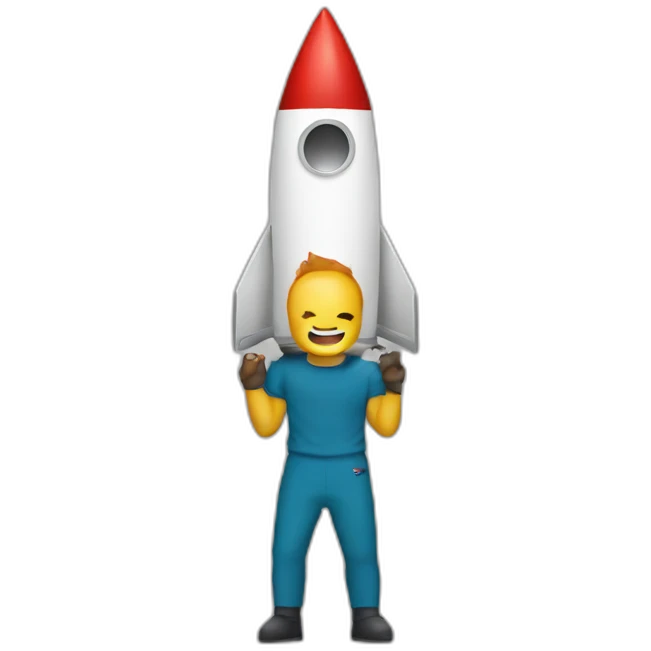 chris bumsthead lifting a rocket emoji