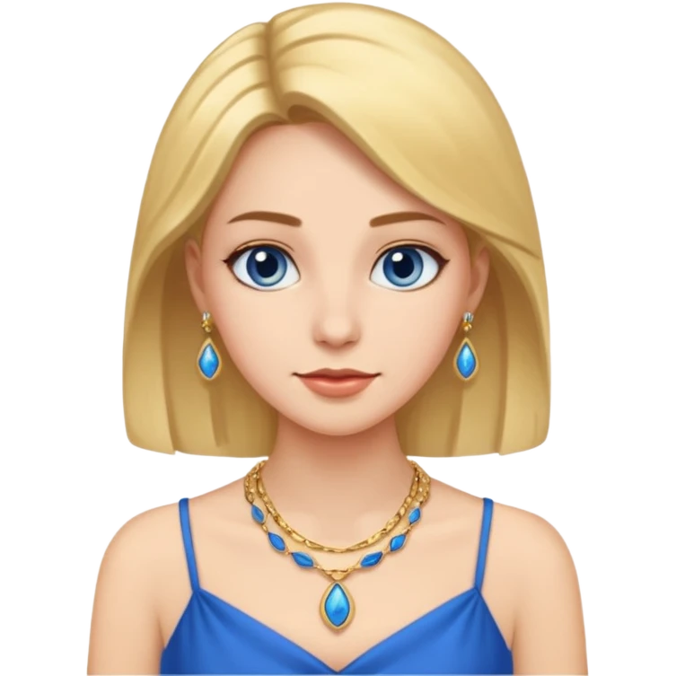 woman with blue dress and necklace emoji