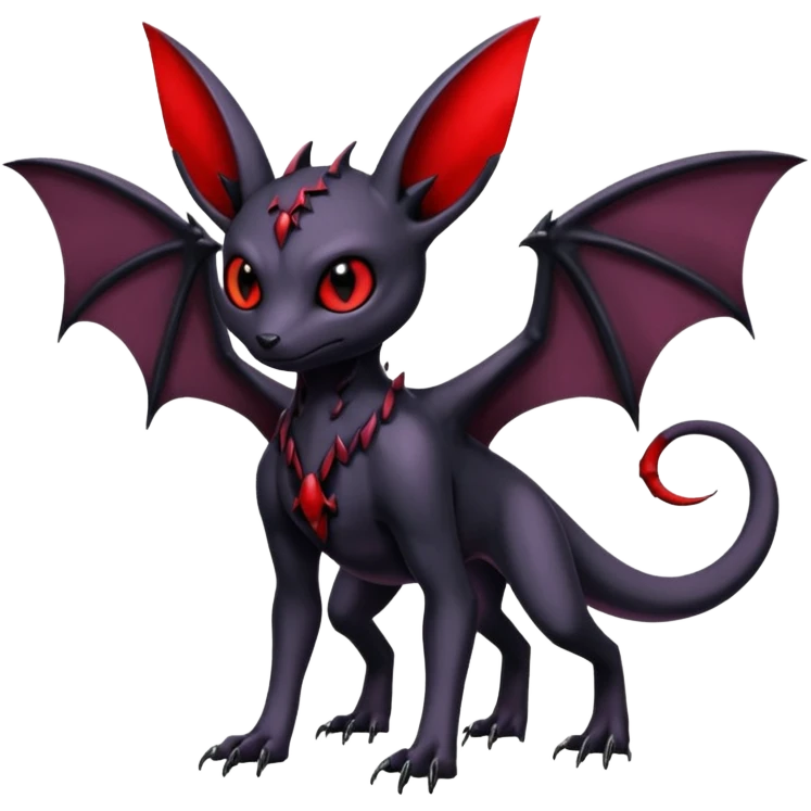 Gothic Edgy Vampiric Badass Cool Dark Gloomy Batty Genesect-Umbreon-Salandit-Fakémon-hybrid-creature (full body)  emoji