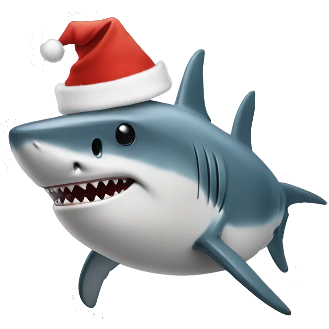 shark with christmas hat emoji