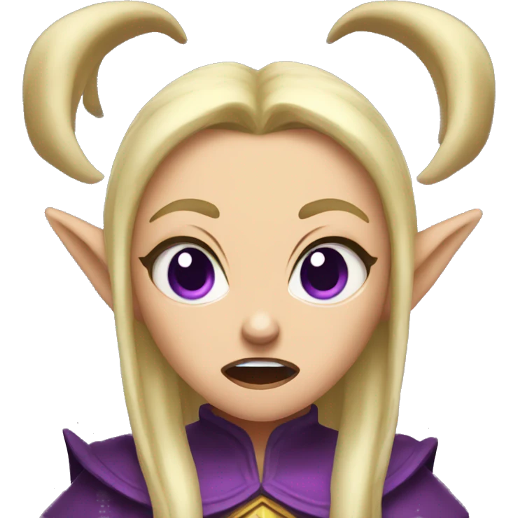 enraged angry, Noble female Elf with Elf ears and blonde hair and purple robes emoji
