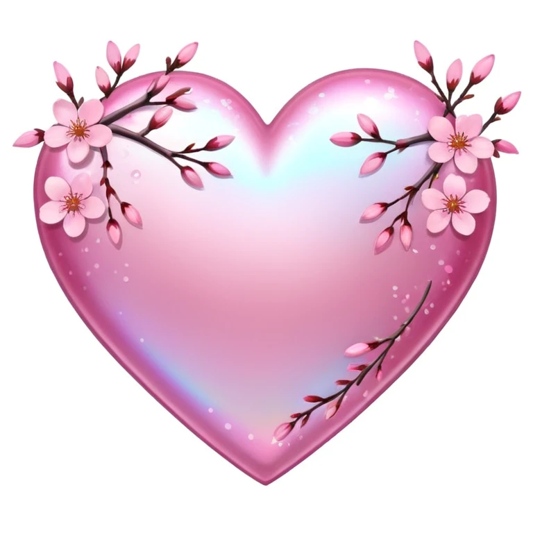 heart with sakura and holographic finish emoji