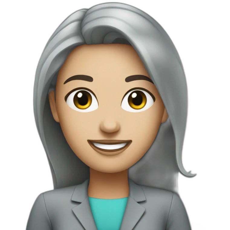 AN HAPPY FEMALE MILLENIALS EXECUTIVE IN GREY AND AGUAMARINE CLOTH emoji