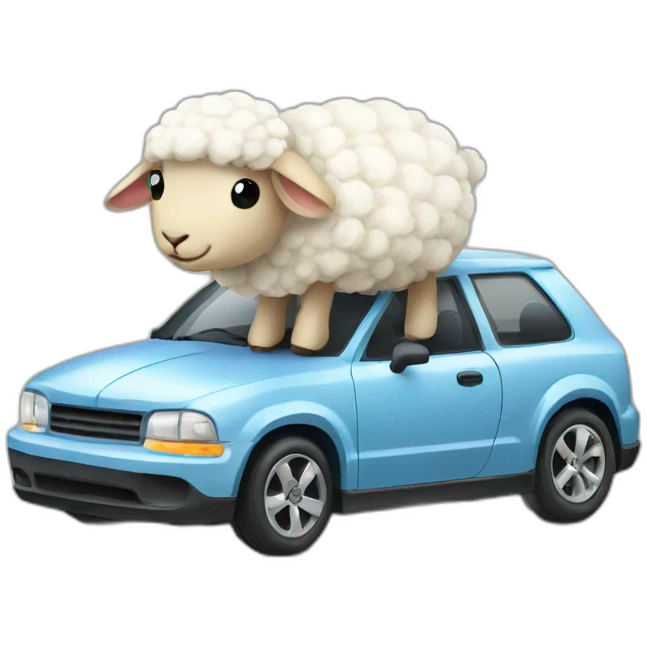 Cute sheep car turbo emoji