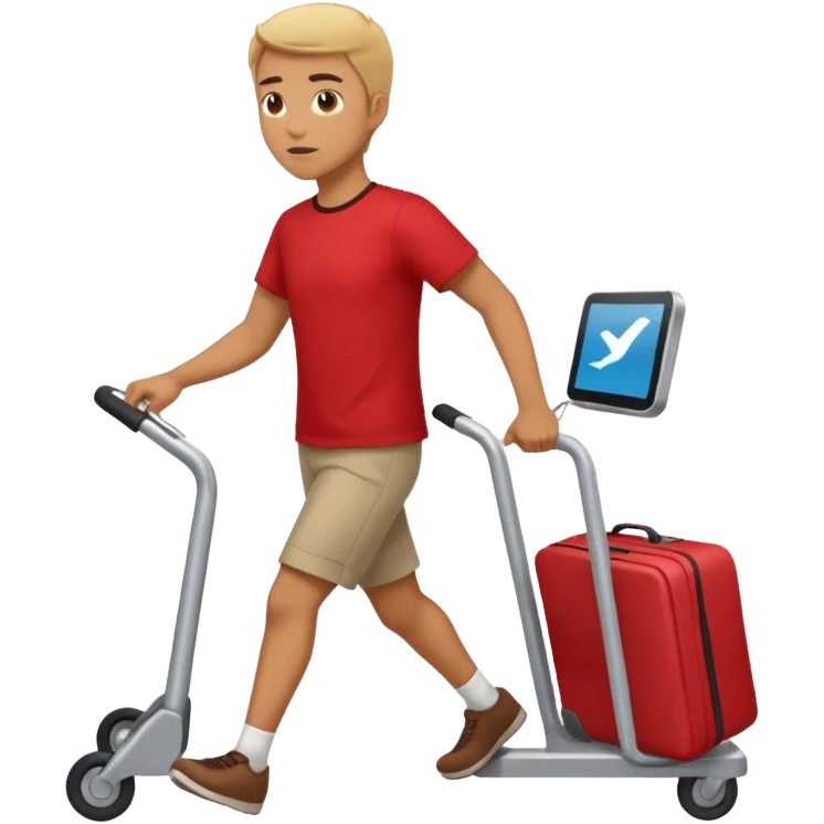 Tourist Character in Red Shirt Moving with purpose through the terminal. emoji