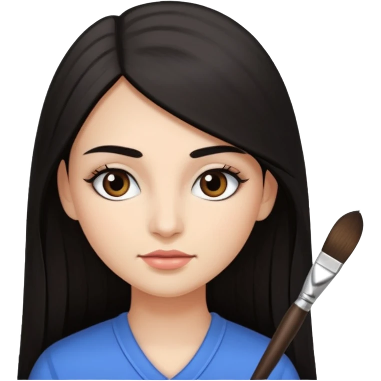 Girl with very long straight dark hair with brows done and holding a lash brush  emoji