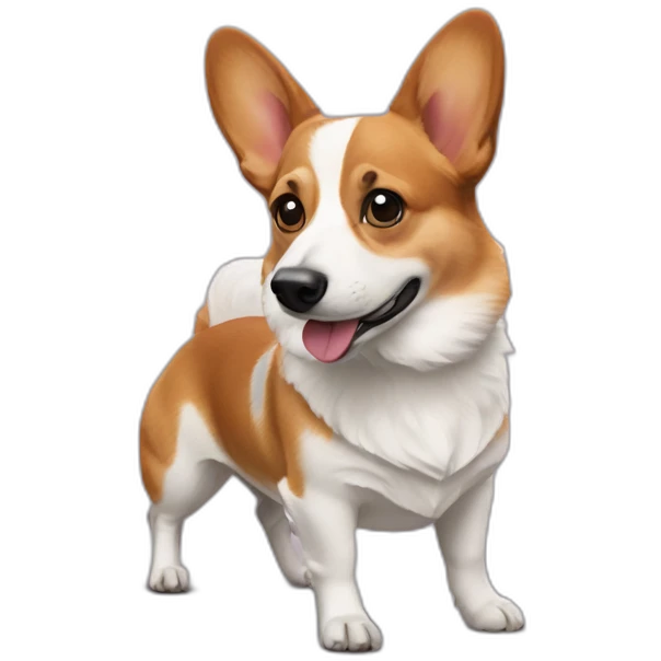 Corgi jack Russel with queen Ann’s legs emoji
