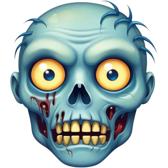 blue zombie face with bright glowing eyes emoji