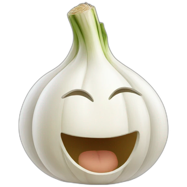Head of a cartoon female garlic character  emoji