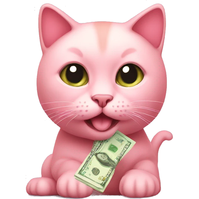 baby pink cat with money emoji