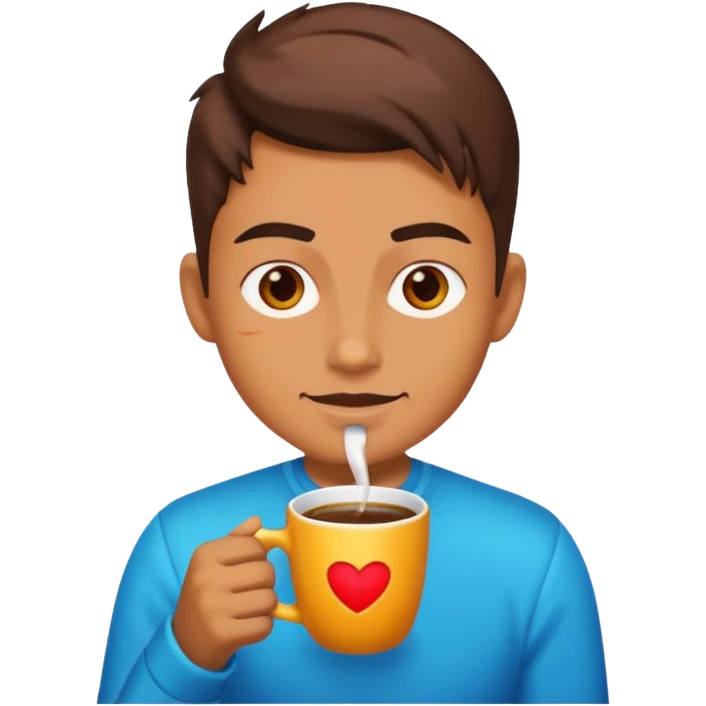 Gaming character drinking coffee - with vibrant colors emoji