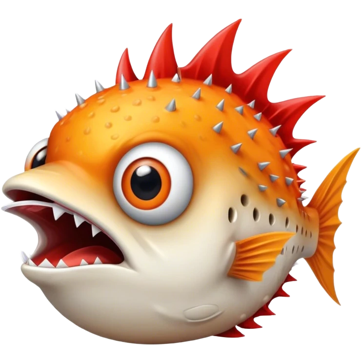 All Orange BlowFish Eyes Facing Forward all Spikes with mouth open and wearing a Arizona Cardinals Hat on the head emoji