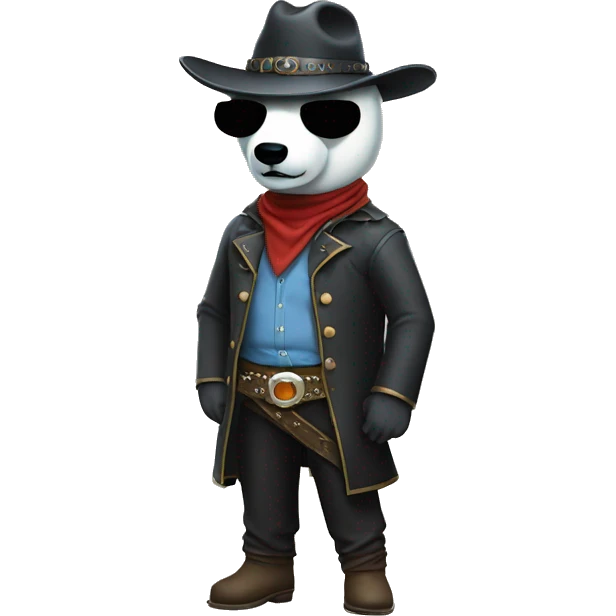 Full body if polar bear wearing cowboy hat wearing a zorro mask emoji