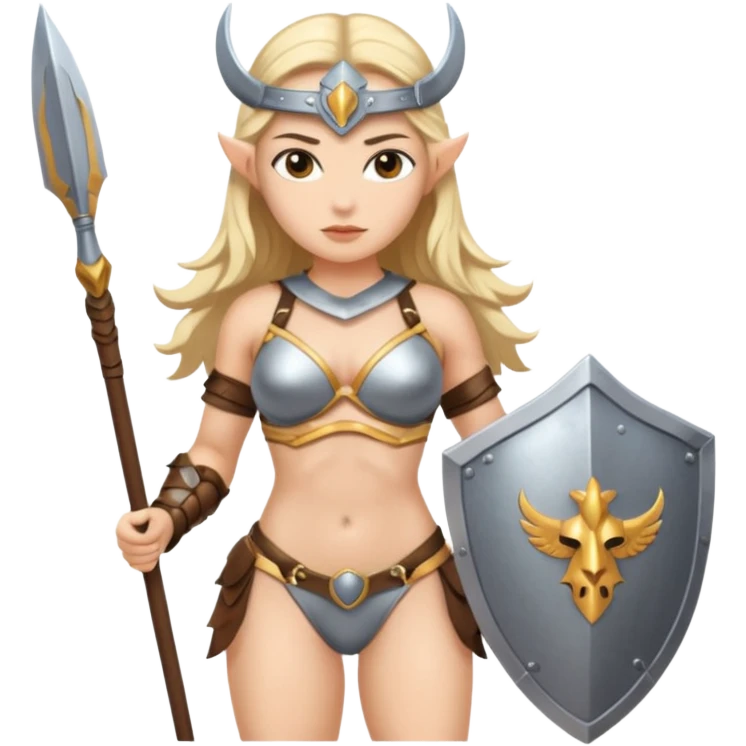 valkyrie wearing bikini armor, holding a spear emoji