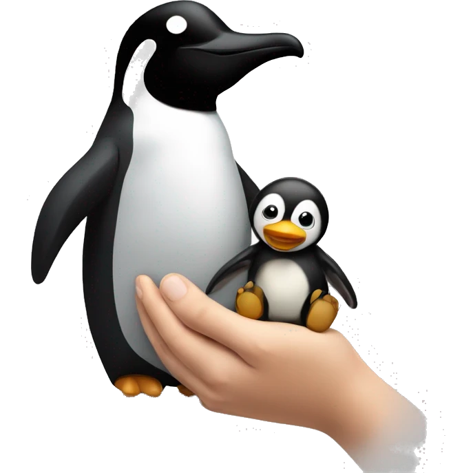 Pinguin with a Teddy in a hand emoji